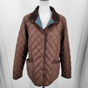 Outback Trading Co Barn Jacket Womens Large Brown Quilted Corduroy Collar
